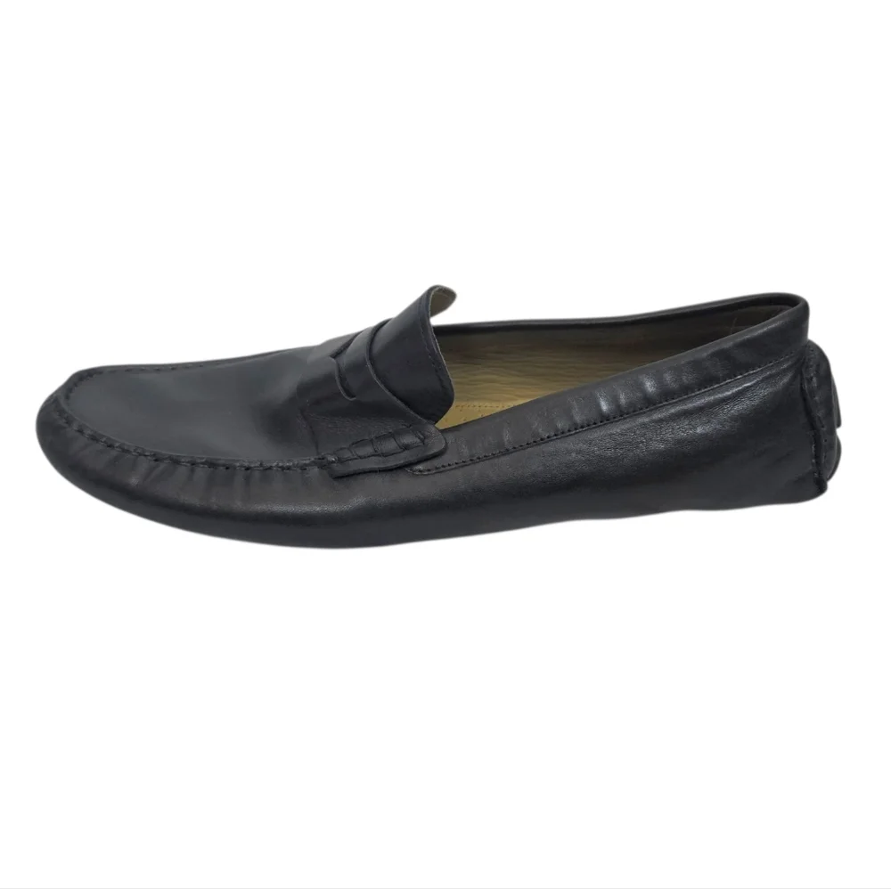 Vince Camuto Mens Black Leather Slip-On Penny Loafers